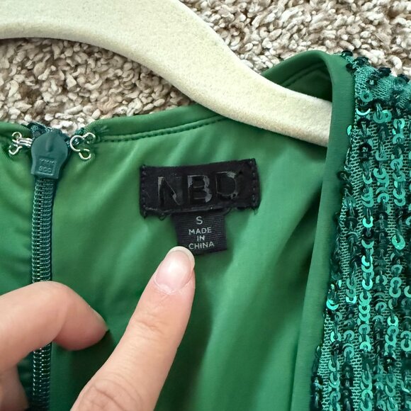 Revolve NBD Elektra Gown Party Dress Emerald Green Kelly sequins maxi sz small - Picture 14 of 16